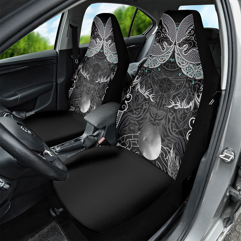 Viking Odin Ravens Wolves Vegvisir Car Seat Cover Nordic Knotwork Mythology Engraving Style