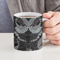 Viking Odin Ravens Wolves Vegvisir Ceramic Mug Nordic Knotwork Mythology Engraving Style