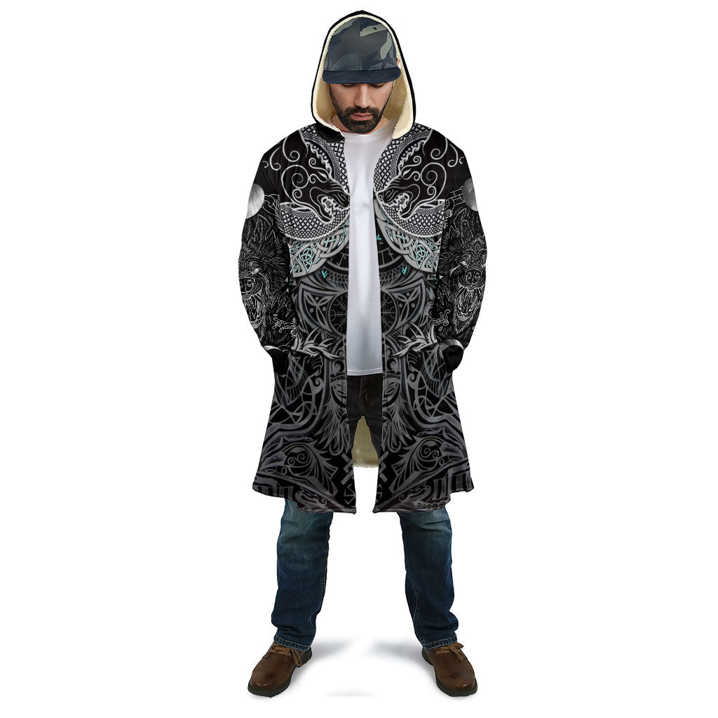 Viking Odin Ravens Wolves Vegvisir Cloak Nordic Knotwork Mythology Engraving Style