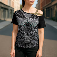 Viking Odin Ravens Wolves Vegvisir Cross Shoulder Shirt Nordic Knotwork Mythology Engraving Style