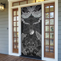 Viking Odin Ravens Wolves Vegvisir Door Cover Nordic Knotwork Mythology Engraving Style