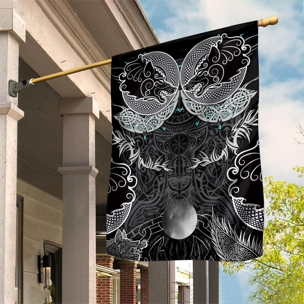 Viking Odin Ravens Wolves Vegvisir Garden Flag Nordic Knotwork Mythology Engraving Style