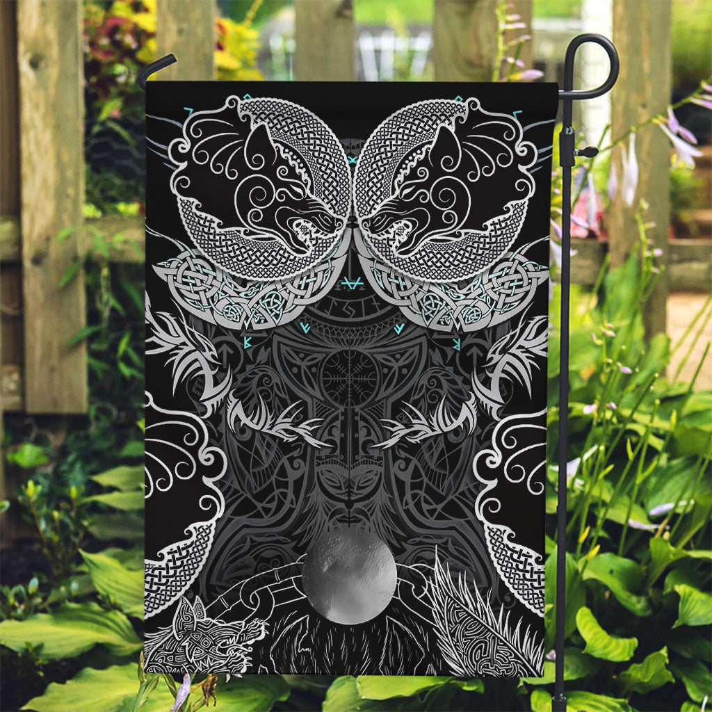 Viking Odin Ravens Wolves Vegvisir Garden Flag Nordic Knotwork Mythology Engraving Style