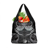 Viking Odin Ravens Wolves Vegvisir Grocery Bag Nordic Knotwork Mythology Engraving Style