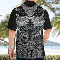 Viking Odin Ravens Wolves Vegvisir Hawaiian Shirt Nordic Knotwork Mythology Engraving Style