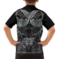 Viking Odin Ravens Wolves Vegvisir Hawaiian Shirt Nordic Knotwork Mythology Engraving Style