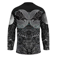 Viking Odin Ravens Wolves Vegvisir Hockey Jersey Nordic Knotwork Mythology Engraving Style