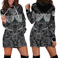 Viking Odin Ravens Wolves Vegvisir Hoodie Dress Nordic Knotwork Mythology Engraving Style