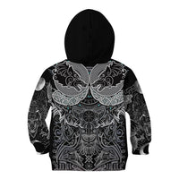 Viking Odin Ravens Wolves Vegvisir Kid Hoodie Nordic Knotwork Mythology Engraving Style