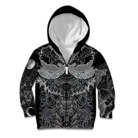 Viking Odin Ravens Wolves Vegvisir Kid Hoodie Nordic Knotwork Mythology Engraving Style