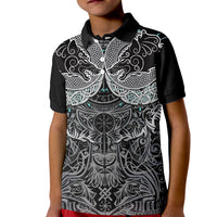 Viking Odin Ravens Wolves Vegvisir Kid Polo Shirt Nordic Knotwork Mythology Engraving Style