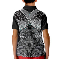 Viking Odin Ravens Wolves Vegvisir Kid Polo Shirt Nordic Knotwork Mythology Engraving Style