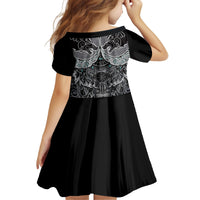 Viking Odin Ravens Wolves Vegvisir Kid Short Sleeve Dress Nordic Knotwork Mythology Engraving Style