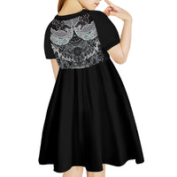 Viking Odin Ravens Wolves Vegvisir Kid Short Sleeve Dress Nordic Knotwork Mythology Engraving Style