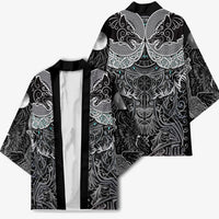 Viking Odin Ravens Wolves Vegvisir Kimono Nordic Knotwork Mythology Engraving Style
