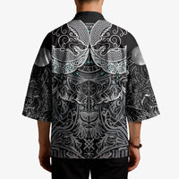 Viking Odin Ravens Wolves Vegvisir Kimono Nordic Knotwork Mythology Engraving Style