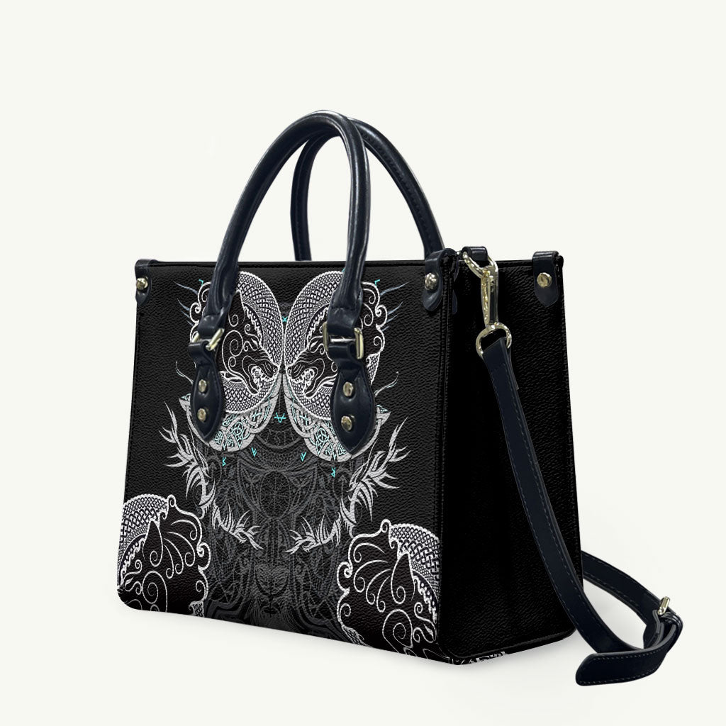 Viking Odin Ravens Wolves Vegvisir Leather Bag Nordic Knotwork Mythology Engraving Style