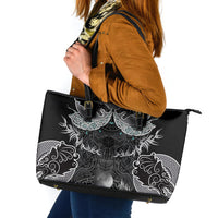 Viking Odin Ravens Wolves Vegvisir Leather Tote Bag Nordic Knotwork Mythology Engraving Style