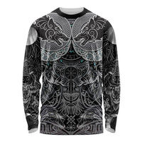 Viking Odin Ravens Wolves Vegvisir Long Sleeve Shirt Nordic Knotwork Mythology Engraving Style
