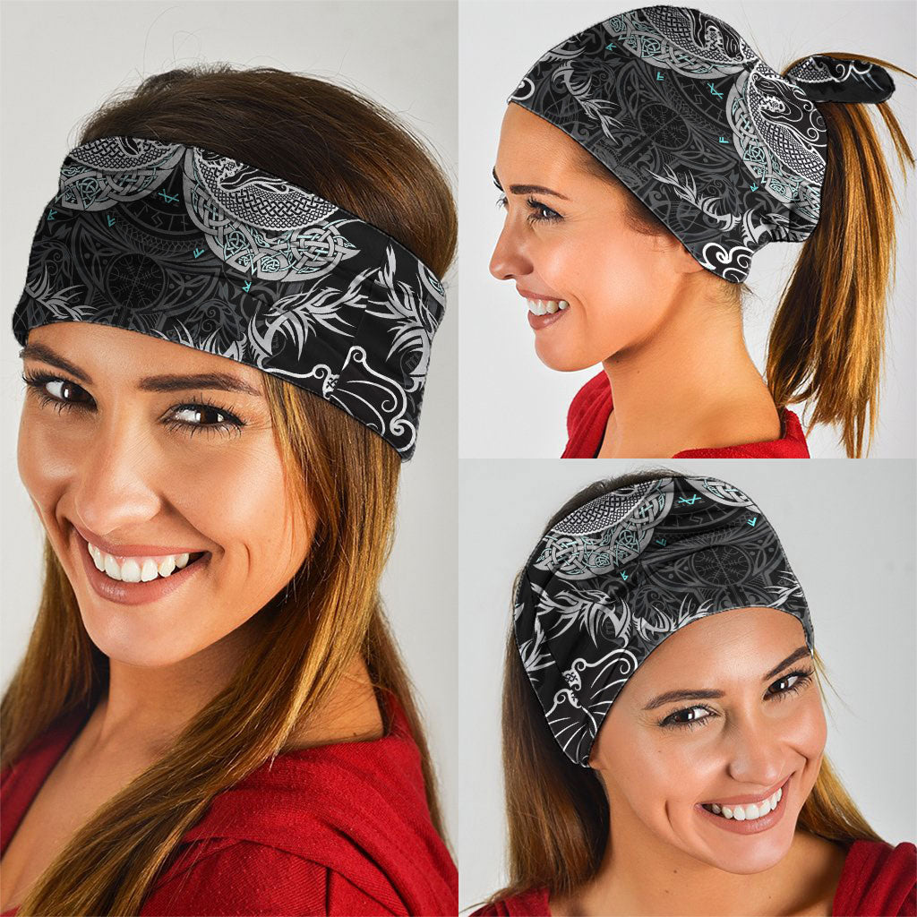 Viking Odin Ravens Wolves Vegvisir Neck Gaiter Nordic Knotwork Mythology Engraving Style