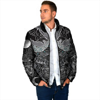 Viking Odin Ravens Wolves Vegvisir Padded Jacket Nordic Knotwork Mythology Engraving Style