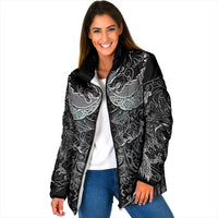 Viking Odin Ravens Wolves Vegvisir Padded Jacket Nordic Knotwork Mythology Engraving Style
