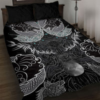 Viking Odin Ravens Wolves Vegvisir Quilt Bed Set Nordic Knotwork Mythology Engraving Style