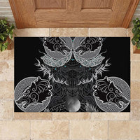 Viking Odin Ravens Wolves Vegvisir Rubber Doormat Nordic Knotwork Mythology Engraving Style