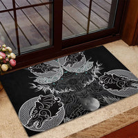 Viking Odin Ravens Wolves Vegvisir Rubber Doormat Nordic Knotwork Mythology Engraving Style