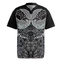 Viking Odin Ravens Wolves Vegvisir Rugby Jersey Nordic Knotwork Mythology Engraving Style