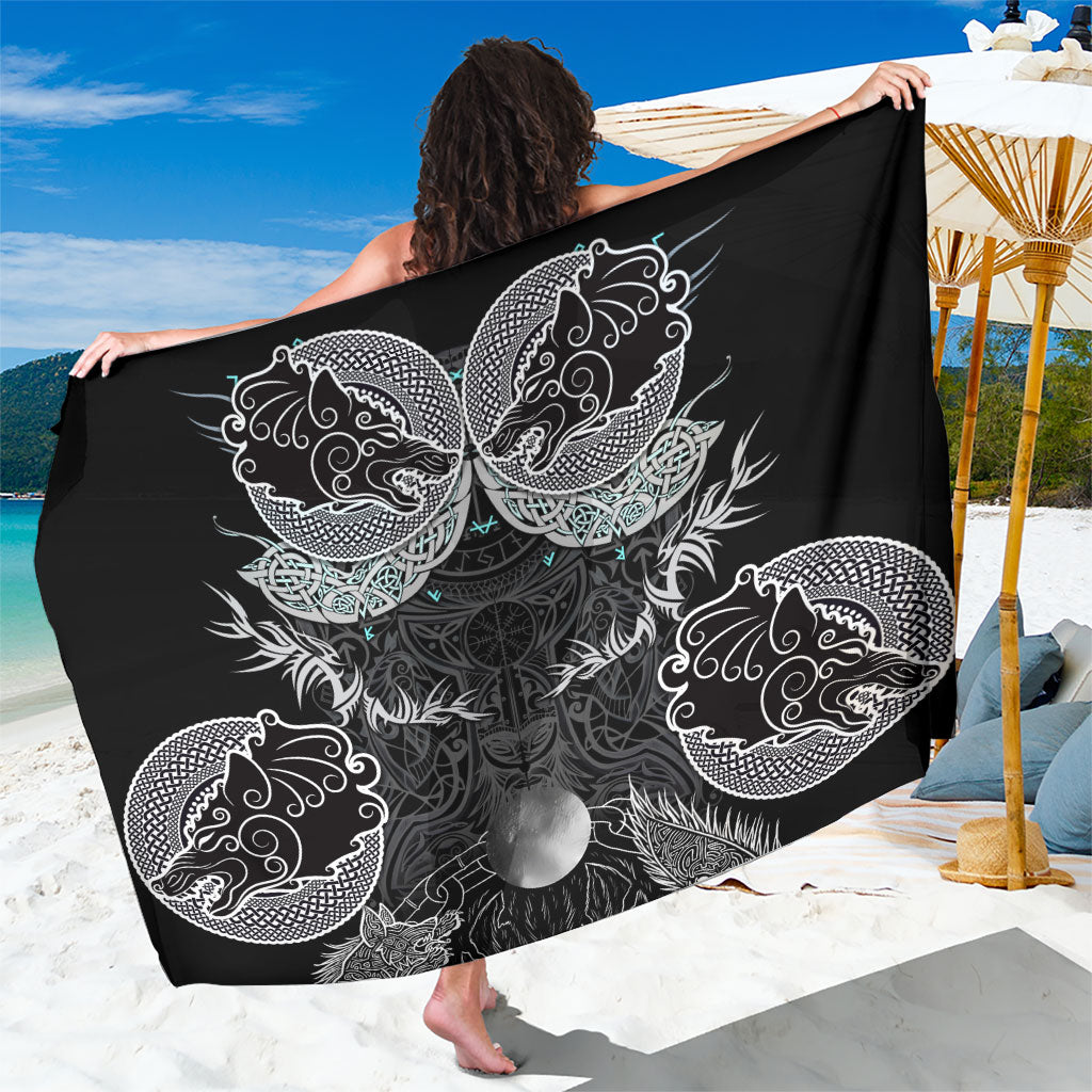 Viking Odin Ravens Wolves Vegvisir Sarong Nordic Knotwork Mythology Engraving Style