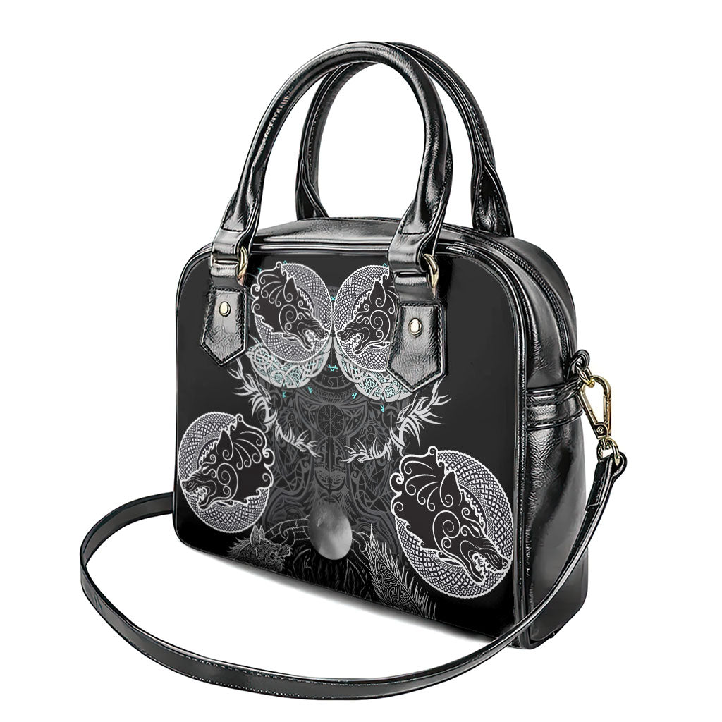 Viking Odin Ravens Wolves Vegvisir Shoulder Handbag Nordic Knotwork Mythology Engraving Style