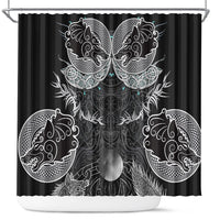 Viking Odin Ravens Wolves Vegvisir Shower Curtain Nordic Knotwork Mythology Engraving Style