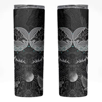 Viking Odin Ravens Wolves Vegvisir Skinny Tumbler Nordic Knotwork Mythology Engraving Style