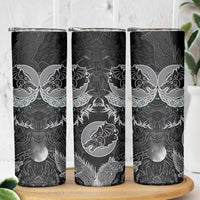 Viking Odin Ravens Wolves Vegvisir Skinny Tumbler Nordic Knotwork Mythology Engraving Style