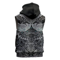 Viking Odin Ravens Wolves Vegvisir Sleeveless Hoodie Nordic Knotwork Mythology Engraving Style