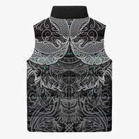 Viking Odin Ravens Wolves Vegvisir Sleeveless Puffer Jacket Nordic Knotwork Mythology Engraving Style