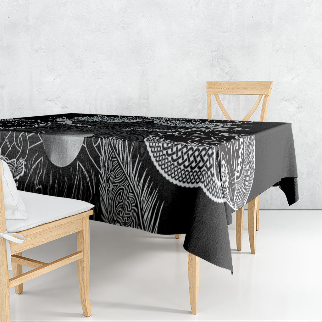 Viking Odin Ravens Wolves Vegvisir Tablecloth Nordic Knotwork Mythology Engraving Style