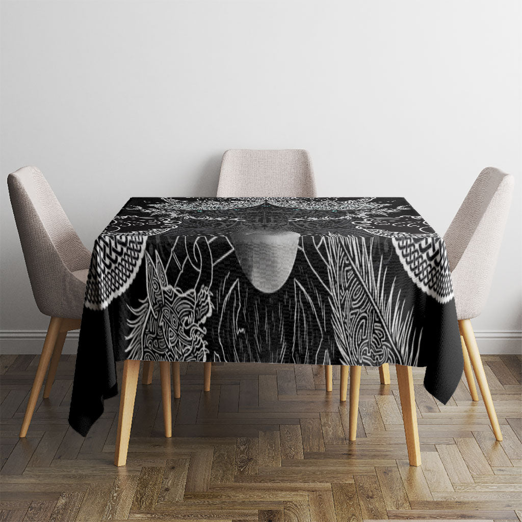 Viking Odin Ravens Wolves Vegvisir Tablecloth Nordic Knotwork Mythology Engraving Style