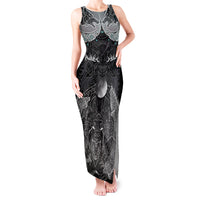 Viking Odin Ravens Wolves Vegvisir Tank Maxi Dress Nordic Knotwork Mythology Engraving Style