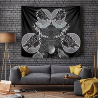 Viking Odin Ravens Wolves Vegvisir Tapestry Nordic Knotwork Mythology Engraving Style