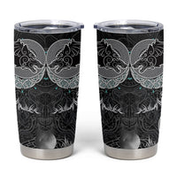 Viking Odin Ravens Wolves Vegvisir Tumbler Cup Nordic Knotwork Mythology Engraving Style