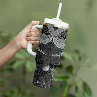 Viking Odin Ravens Wolves Vegvisir Tumbler With Handle Nordic Knotwork Mythology Engraving Style