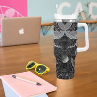 Viking Odin Ravens Wolves Vegvisir Tumbler With Handle Nordic Knotwork Mythology Engraving Style