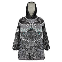 Viking Odin Ravens Wolves Vegvisir Wearable Blanket Hoodie Nordic Knotwork Mythology Engraving Style