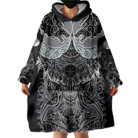 Viking Odin Ravens Wolves Vegvisir Wearable Blanket Hoodie Nordic Knotwork Mythology Engraving Style