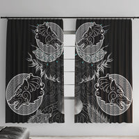 Viking Odin Ravens Wolves Vegvisir Window Curtain Nordic Knotwork Mythology Engraving Style