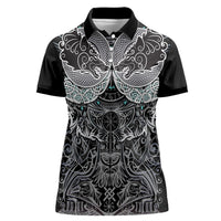 Viking Odin Ravens Wolves Vegvisir Women Polo Shirt Nordic Knotwork Mythology Engraving Style