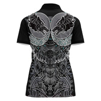 Viking Odin Ravens Wolves Vegvisir Women Polo Shirt Nordic Knotwork Mythology Engraving Style