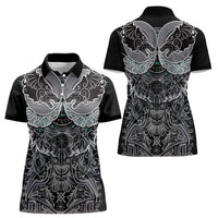 Viking Odin Ravens Wolves Vegvisir Women Polo Shirt Nordic Knotwork Mythology Engraving Style